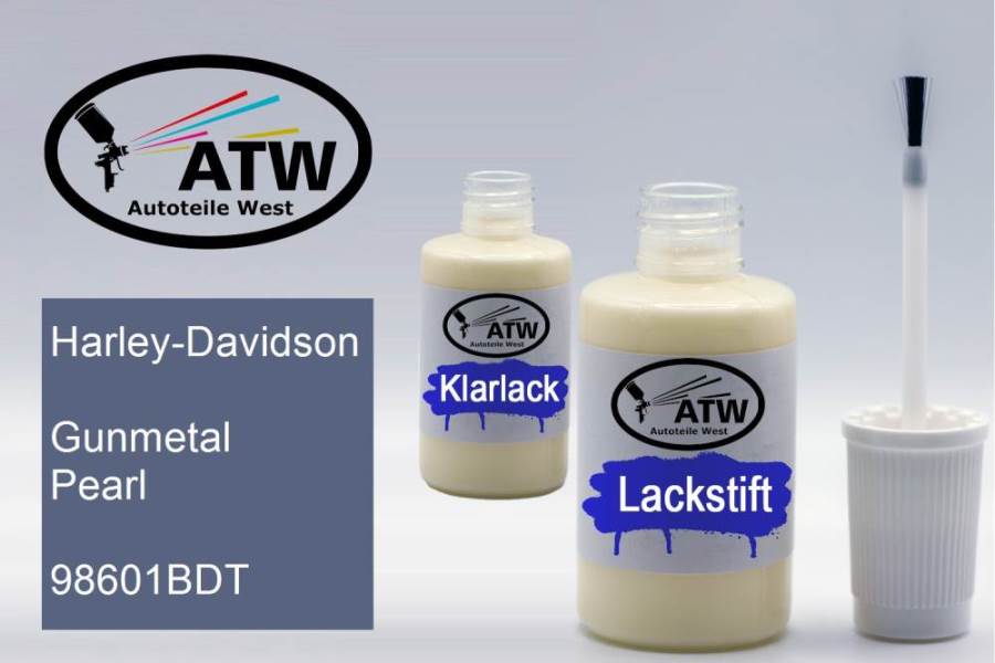 Harley-Davidson, Gunmetal Pearl, 98601BDT: 20ml Lackstift + 20ml Klarlack - Set, von ATW Autoteile West.